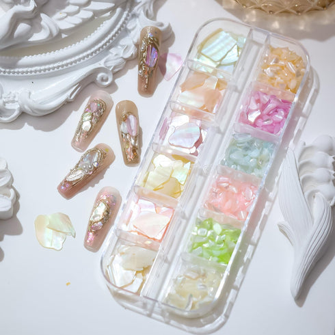 Seashell Slices Nail Decoration, 3D Glitter Sequins for Mermaid DIY Acrylic Nails Supplies