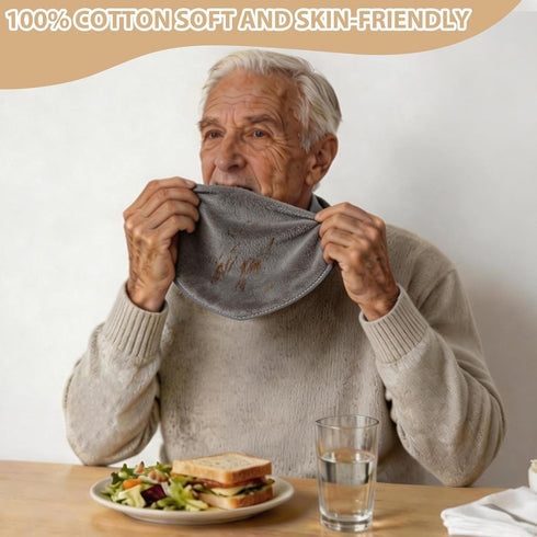 Lunluarai 3 Pack Adult Bibs for Seniors Men Women, Soft Cotton Absorbent Drooling Bibs, Adjustable Clothing Protector