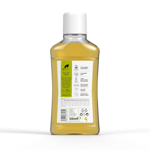 Dr. Organic Tea Tree Mouthwash, 500ml for Fresh Breath