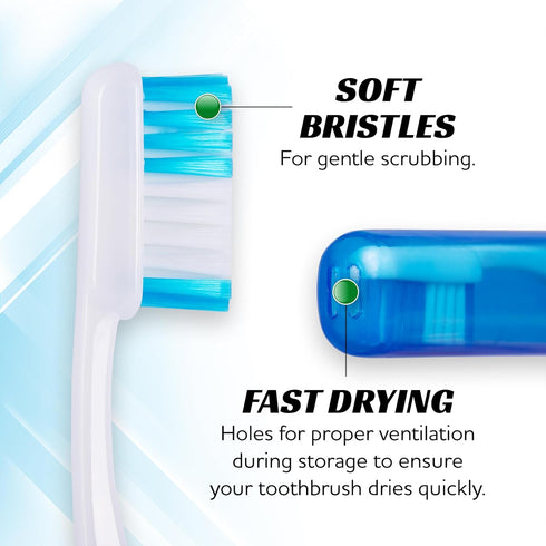 Lingito Travel Toothbrushes, Soft Mini Toothbrush with Cover, Portable Toothbrush Kit (3 Pack)