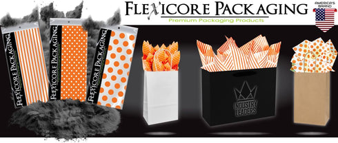 Flexicore Packaging Pin Stripe & Polka Dot Gift Wrap Tissue Paper, 15 Inch X 20 Inch, 30 Sheets, Orange