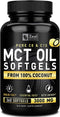 Pure MCT Oil Capsules - 360 Softgels | 3000mg, 4 Month Supply Keto Pills w Unrefined Coconut
