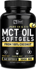 Pure MCT Oil Capsules - 360 Softgels | 3000mg, 4 Month Supply Keto Pills w Unrefined Coconut
