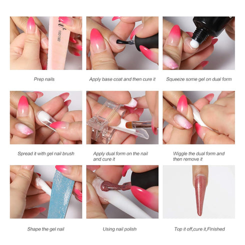 NMKL38 120Pcs Dual Forms Full Cover Nail Tips, Upper Arched Extension Mold (Mold C) for Nail Art