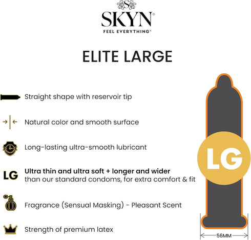 SKYN (12 Count) Elite Large and Extra Lube Ultra-Thin Lubricated Latex-Free Condoms