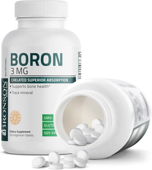 Bronson Boron 3 MG Chelated Superior Absorption - Supports Bone Health Trace Mineral, Non-GMO, 250 Tablets