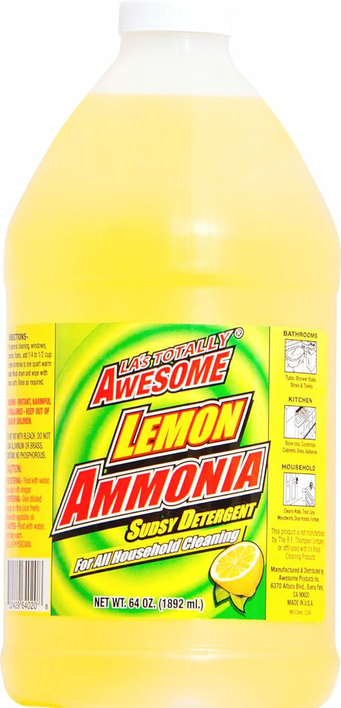 La's Totally Awesome Ammonia Lemon All Purpose Concentrated Cleaner Degreaser Spot Remover 64 oz refills - 1 bottle