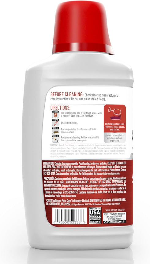 Hoover 32 oz Oxy Portable Spot Cleaner Solution for Hoover CleanSlate Spot Cleaners, Carpet and Upholstery Cleaner