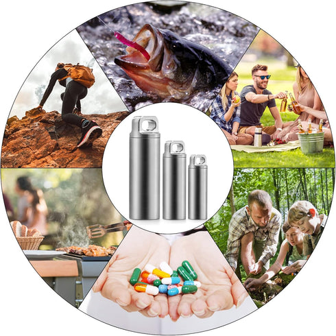 TISUR Portable Pill Cases, Waterproof Metal Titanium Pill Holder, Keychain Pill Box, Medicine Organizer for Travel,