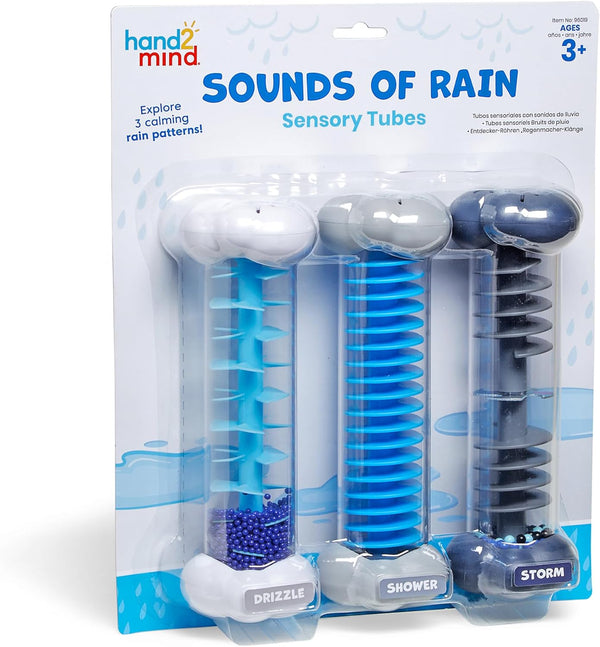hand2mind Calming Sounds Sensory Tubes, Rain Sound Fidget Tubes, Rain Stick Instrument,