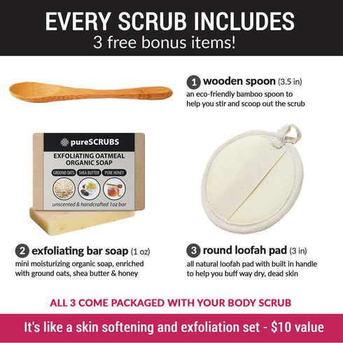 pureSCRUBS Premium Coconut Body Scrub Set - Large 16oz Dead Sea Salt Scrub with Essential Oils & Nutrients