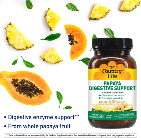COUNTRY LIFE Papaya Digestive Support, 200 CT