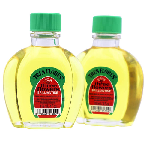 Three Flowers Brilliantine Men Hair Styling Oil, Anti-Frizz, 2-Pack of 4 FL Oz Bottles
