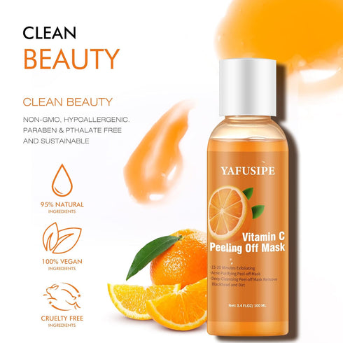 Peel Off Face Mask Vitamin C, Blackhead Remover Mask, Gentle Exfoliating Poreless Deep Cleanse Mask for Face and Neck