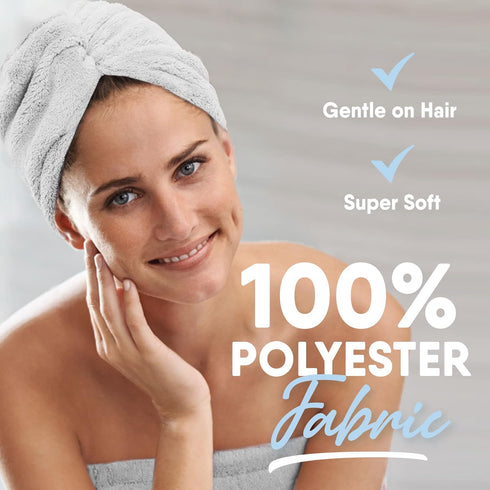 MICRODRY Ultra-Absorbent Hair Towel Wrap, Quick-Drying Microfiber Hair Towels, Machine-Washable, One Size Fits All,