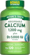 Nature's Truth Absorbable Calcium 1200 mg with Vitamin D3 5000 IU, 120 Softgels, Non-GMO & Gluten Free Supplement