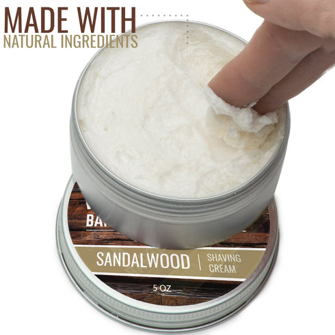 Shaving Cream for Men with Sandalwood Essential Oil, Thick Lather for Traditional and Cartridge Shaving