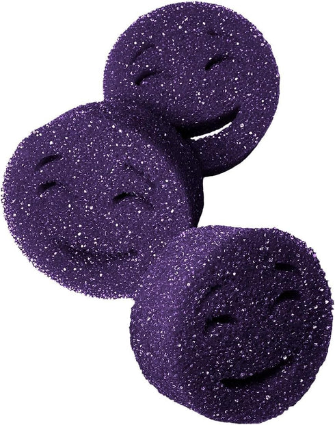 Scrub Moji Scrubbing Sponge Set of 3, Purple, Temperature-Responsive Foam, Stain and Odor-Resistant