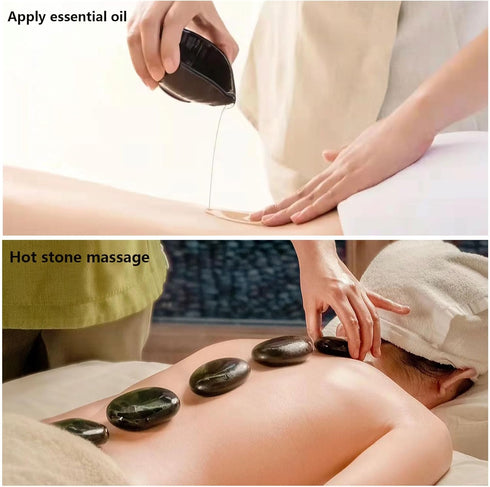 MINGJISHIYE 3 Set 3.58x2.78x1.19 inches, (3PCS) Hot Stone Massage, Piece Large Oval Hot Stone Basalt Home spa