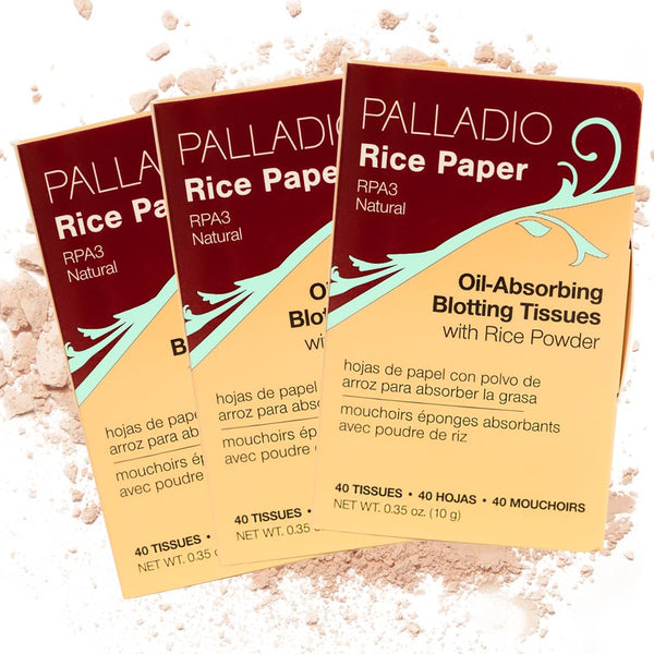 Palladio Rice Paper Facial Tissues for Oily Skin, 40 Count, Face Blotting Sheets, Natural Rice