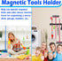 Strong Magnetic Mop Broom Holder, 1 Set Heavy Duty Magnetic Mop Broom Hanger with 4 Hooks for Cleaning Tools, Magnet Tool Hanger Organize System Utility Rack for Workshop Laundry Garage Kitchen