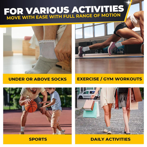 NeoTech Care Ankle Support Brace - Breathable - Right or Left, Men, Women (Gray, Size M, 1 Unit)