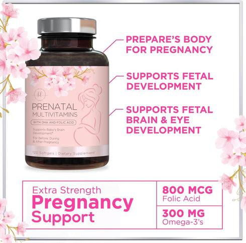 Hello Lovely! Women's Prenatal Multivitamin with Folic Acid + DHA - Prenatal Vitamins with Folate, Omega 3, Vitamins