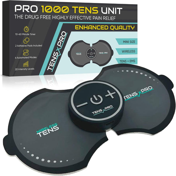 Pro 1000 Wireless Tens Unit for Pain Relief, Mini Tens Massager, Portable Electric Muscle Stimulator