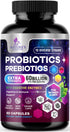 Daily Probiotic and Prebiotic Supplement 60 Billion CFU | 60 Capsules | Digestive Gut & Immune Health Support