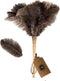 Feather Duster - Genuine Ostrich Feathers with Wooden Handle, Reusable Handheld Cleaning Supplies, Gray and Brown