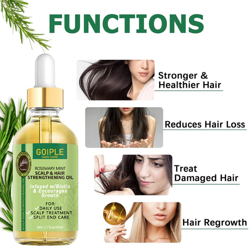 Organic Rosemary Oil for Hair Growth, 3.1 FL OZ - Pure Natural Scalp Treatment with Essential Oils