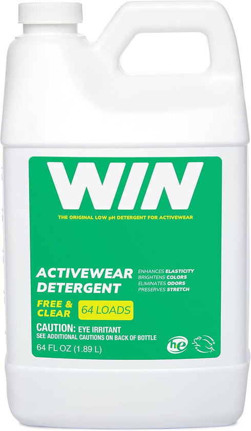 WIN Activewear Free and Clear Detergent, 64 oz, Removes Odor from Sports Apparel