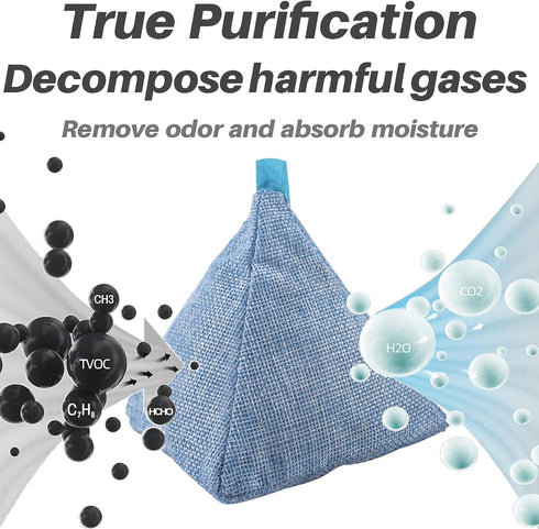 Charcoal Bags Odor Absorber (3x200g) - Activated Bamboo Charcoal Air Purifying Bags for Home & Car