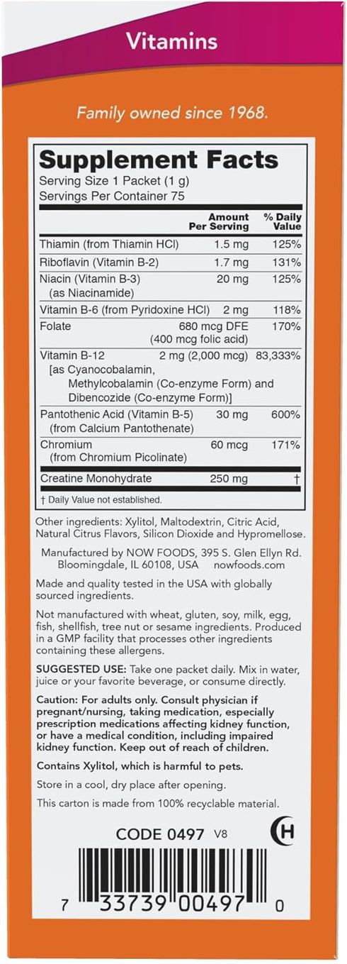 NOW Supplements, Instant Energy B-12 (2,000 mcg of B-12 per packet), Cellular Energy Boost*, 75 Packets