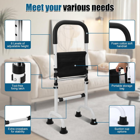 ZWPARTS 6 (30.7-36.6") 300lb Stand Assist Aid for Elderly - Adjustable Heights Capacity, Carbon Steel Frame, Non-Slip