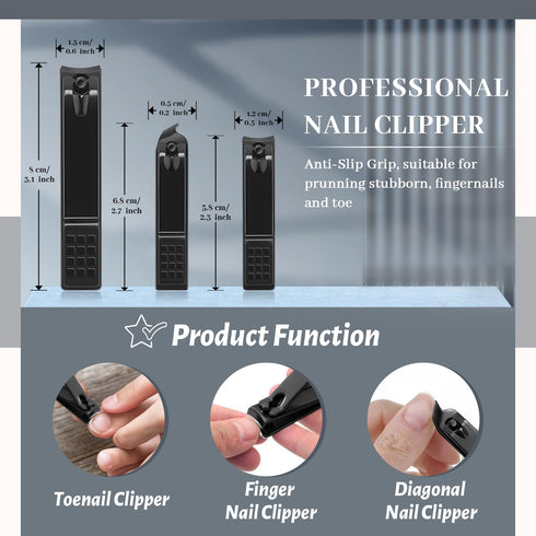 Manicure Set Nail Clipper Kit, 12 In 1 Professional Pedicure Set for Women and Men with Travel Case