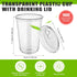 Mkhaslri 50 Sets Stemless 16 oz) Disposable Glasses With Strawless Sip Lids,PET Drinking Cups,Clear Plastic Coffee Cups