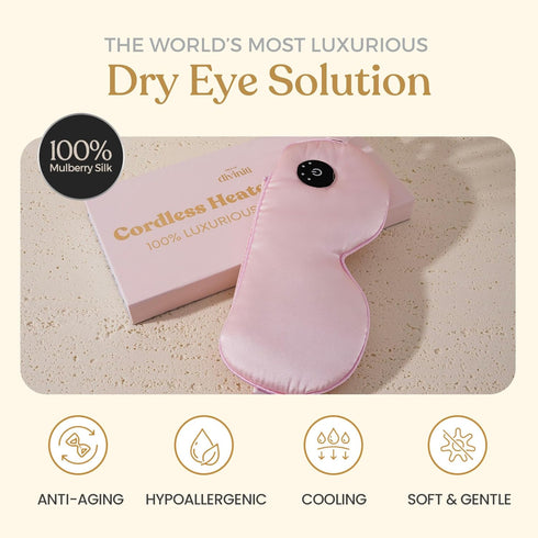 Silk Cordless Heated Eye Mask for Dry Eyes, USB Rechargeable Electric Eye Mask for Blepharitis and Stye - Pink