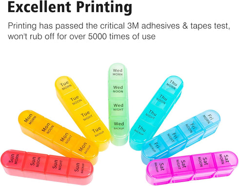 Daviky Pill Organizer 4 Times a Day, 7 Day Pill Box, Large Weekly Medicine Organizer for Travel with Removable
