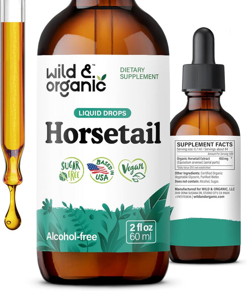 Wild & Organic Horsetail Extract Drops - Hair Skin Nails Support -