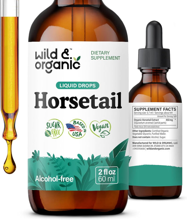 Wild & Organic Horsetail Extract Drops - Hair Skin Nails Support -
