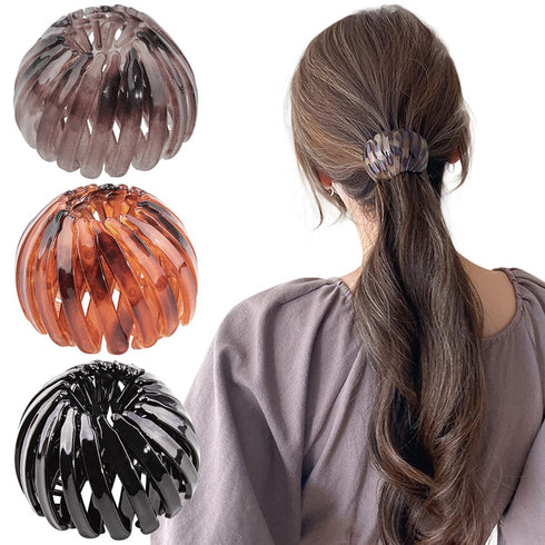 TOBATOBA Bun Maker Clip, 3 Pcs Bird Nest Hair Clips for Women, Expandable Ponytail Holder Hair Accessories