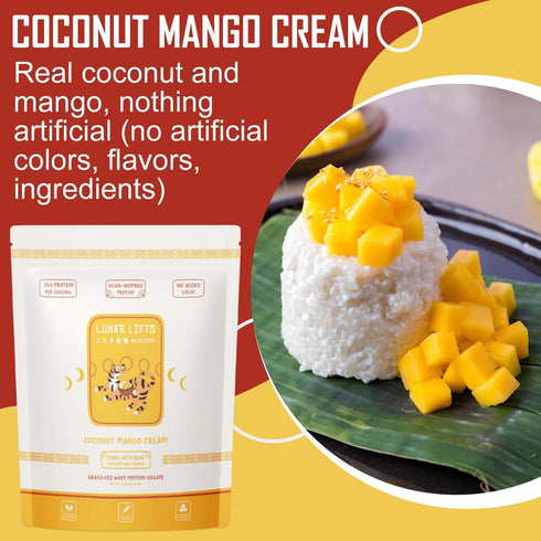 Coconut Mango Cream Boba Tea Whey Protein Isolate | 26g Grass-fed Whey Isolate Protein per Serving | No Added Sugars