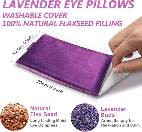 Lavender Eye Pillow for Relaxation, Yoga, Sleeping, Weighted Eye Mask Heated for Headache, Sinus, Dry Eyes Relief,