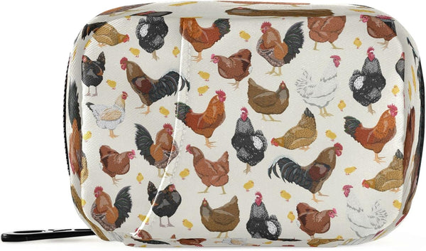 Hens Roosters Chickens Set Pill Organizer Case 7 Day Rustic Travel Pill
