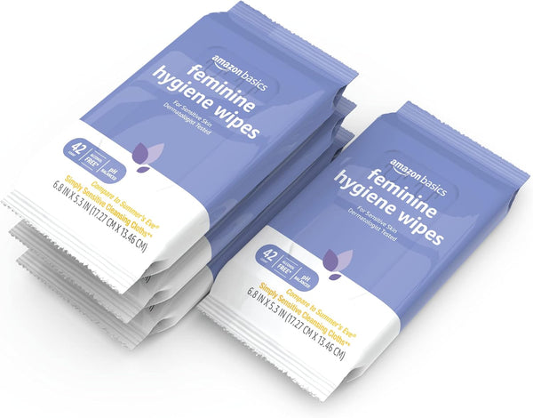 Amazon Basics Feminine Hygiene Wipes, Alcohol Free, pH Balanced, 168 Count (4 Packs of 42)