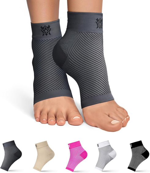 FlexAdapt Plantar Fasciitis Compression Socks - 1 Pair for Achilles Tendonitis Relief, Foot Swelling, Gray, Small