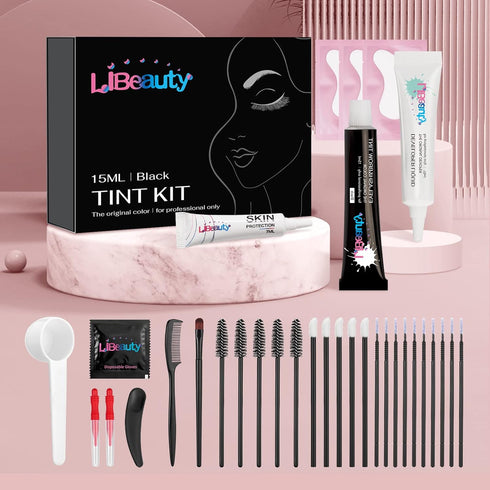 Libeauty Black Lash Color Kit, Volumizing Eyelash and Eyebrow Hair Coloring Kit for DIY Use at Home or Salon