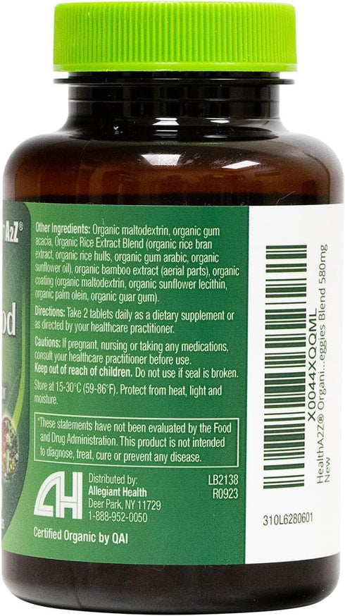 HealthA2Z 60 720mg 580mg Organic Superfood Greens | Tablets | Greens Blend | Fruits & Veggies Blend | Alfalfa