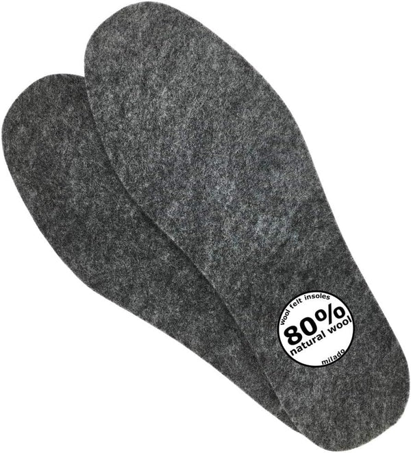 Wool Felt Warm Insoles, Winter Heated Shoe Insoles for Men and Women (Men's 7/Women's 8)